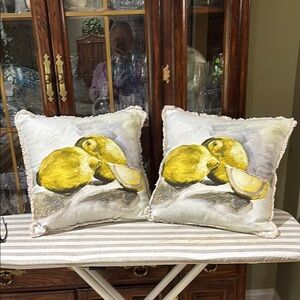 Yellow and Cream Watercolor Accent Pillows